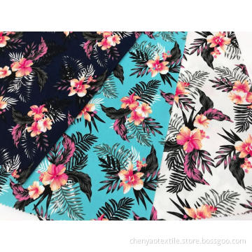 Flower And Leaves Desgin Cotton Stretch Printed Fabric